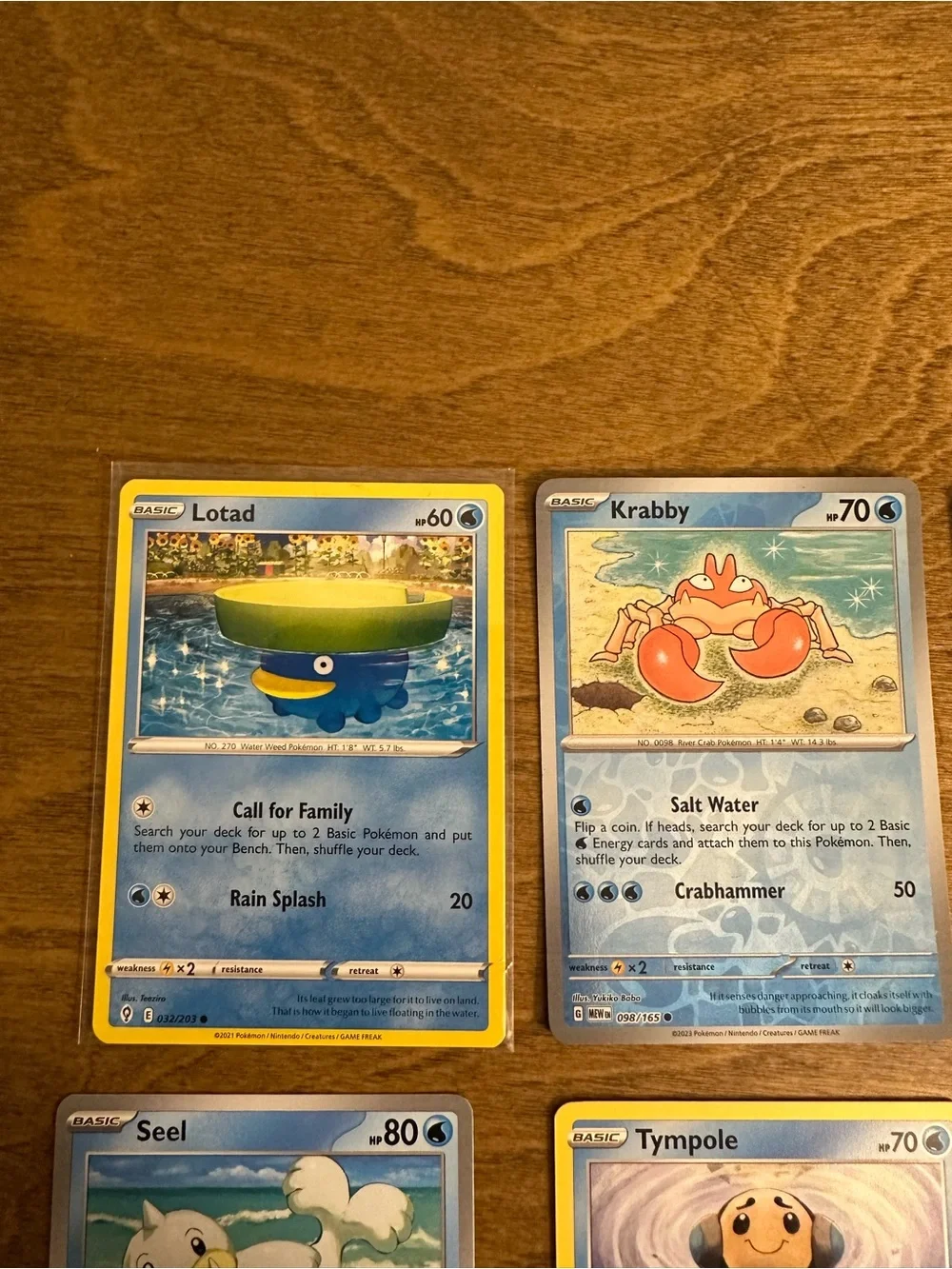Lot of 8 Pokemon Cards Water Type